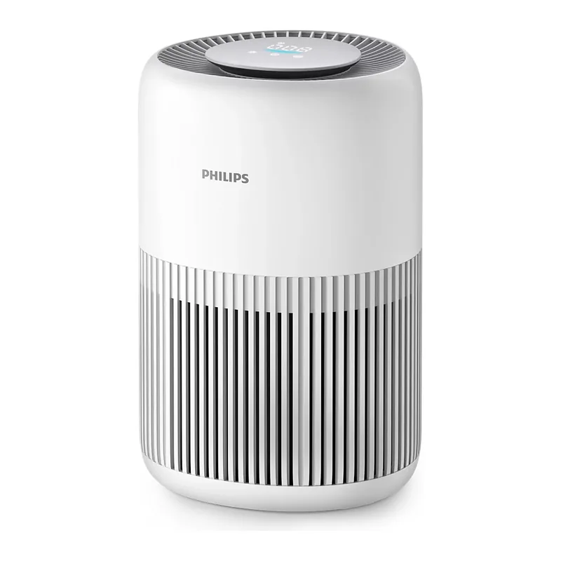 เครื่องฟอกอากาศ Philips PureProtect Mini 900 Series AC0920/10 ทรงกระบอกสีขาว ช่องลมแนวตั้ง มุมเฉียงด้านหน้า
