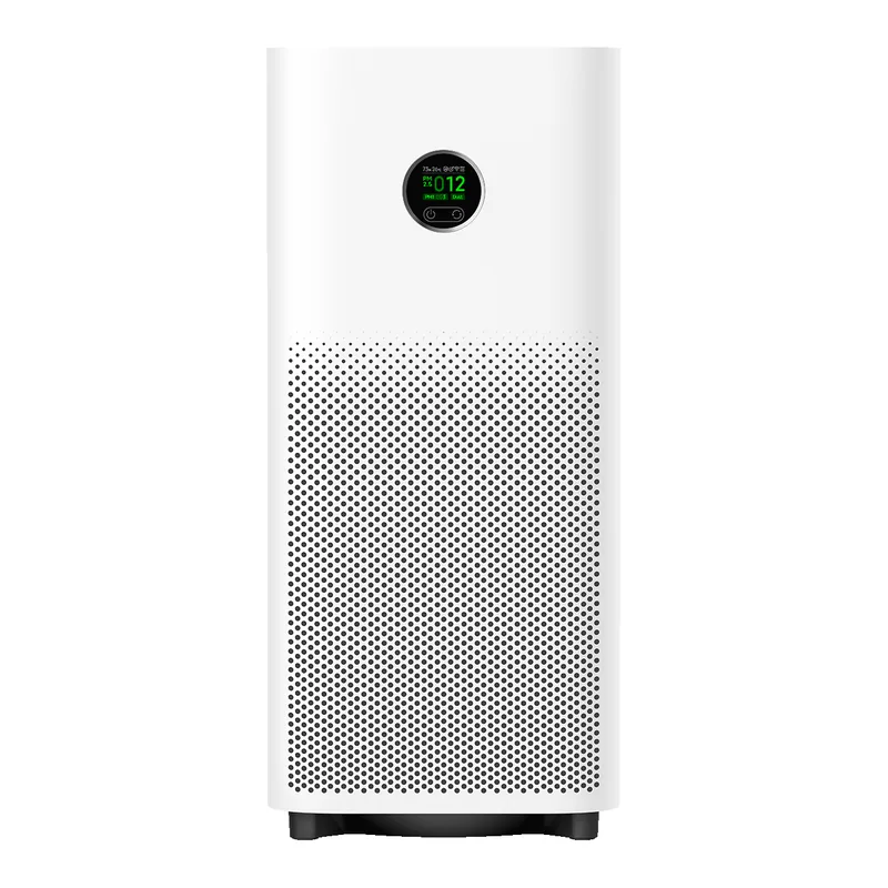 เครื่องฟอกอากาศ Mijia Smart Air Purifier 6 ทรงสี่เหลี่ยมสูงสีขาว จอแสดงผลกลมด้านหน้า มุมด้านหน้า