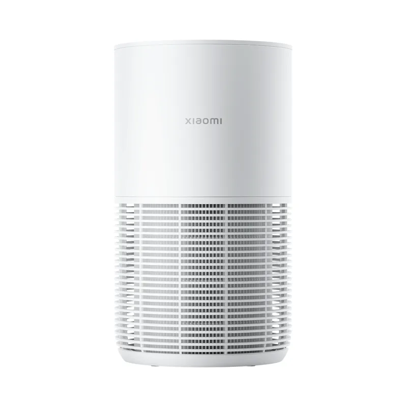 เครื่องฟอกอากาศ Xiaomi Smart Pet Care Air Purifier ทรงกระบอกสีขาว ช่องดูดลมรอบตัวด้านล่าง มุมด้านหน้า